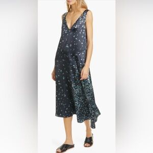 Vince Midnight Blue Floral A-Line Skirt